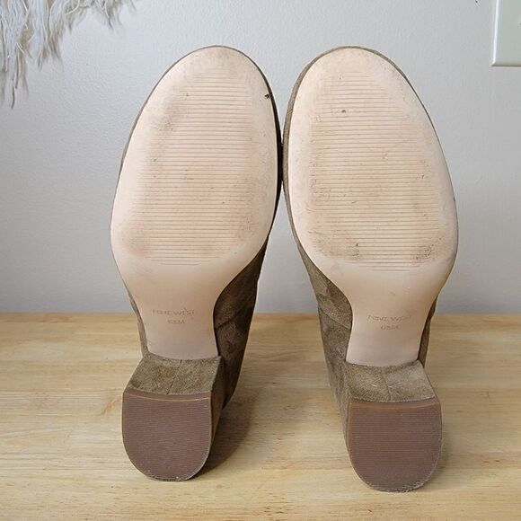 Nine West Quarryn Suede Zipper Back Snap Heeled Ankle Boots Tan Size 6.5 - Picture 8 of 12